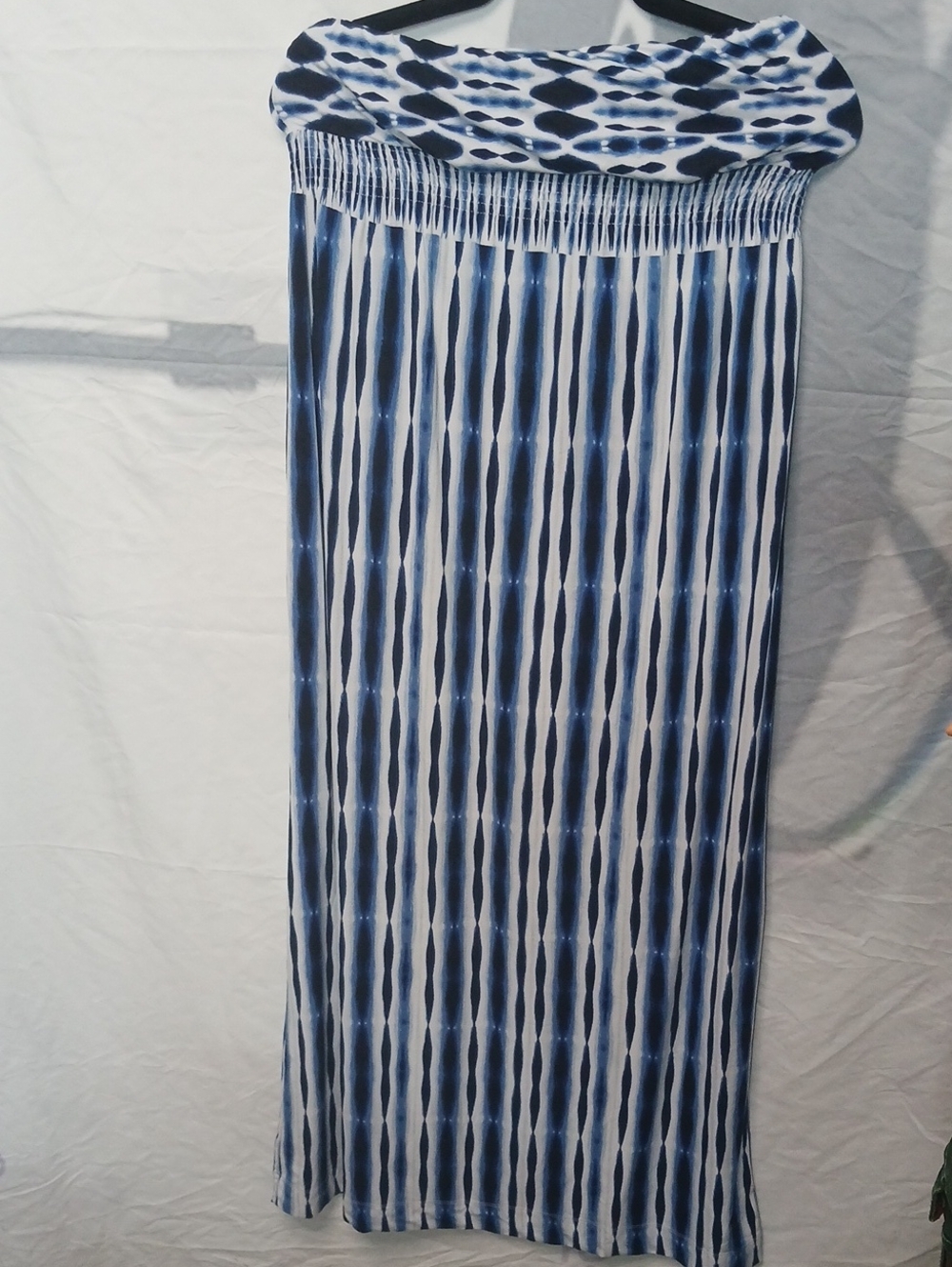 Soma Navy and White Strapless Tie-Dye Maxi Dress